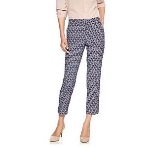 Banana Republic Avery Navy White Art Deco Jacquard Slim Ankle Pants size 2